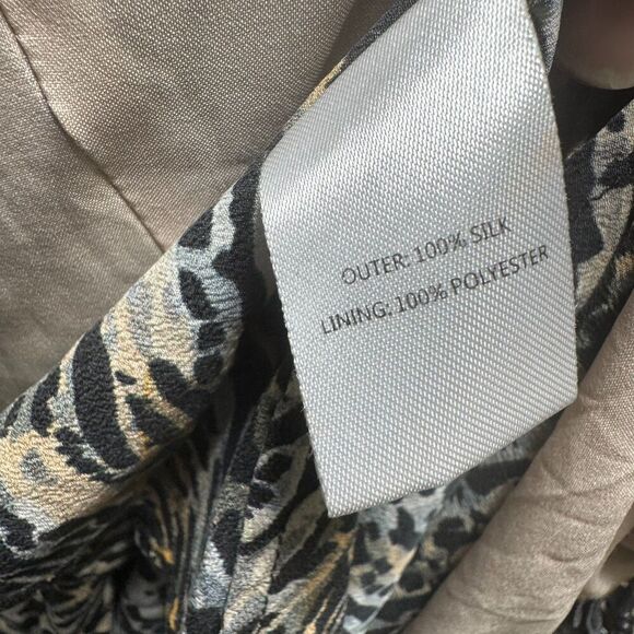 SALONI Ink Tiger Animal Print Black LEA Silk Wrap A-Line Mini Dress Size 4 - Picture 9 of 11